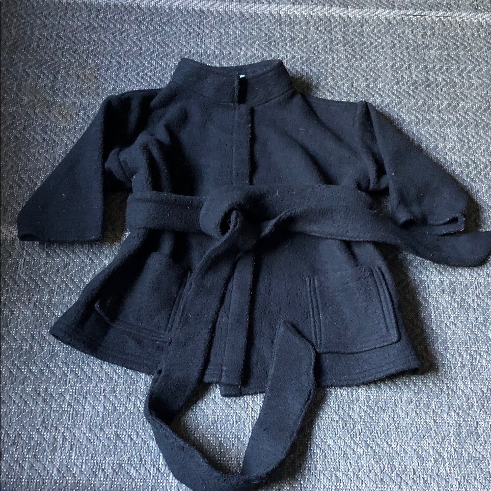 Kids Black Belted Robe-Style Pajama Top